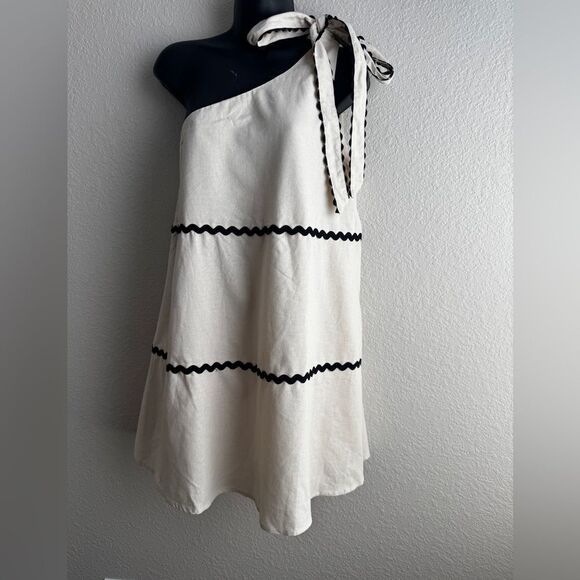 Lalavon Oatmeal Linen Dress Size Medium - Picture 10 of 11